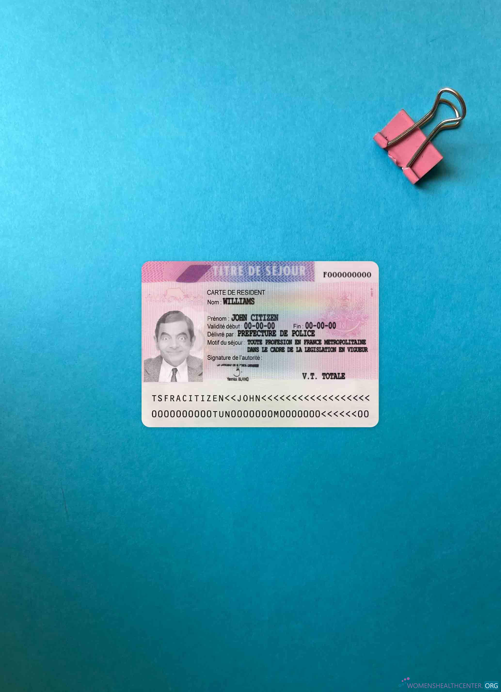 Download France residence permit version 3 photolook FRONT Photoshop template